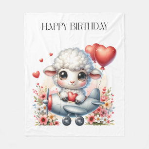 Sheep Pilot Birthday Fleece Blanket