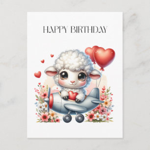 Sheep Pilot Birthday Postcard
