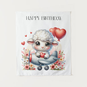 Sheep Pilot Birthday Tapestry
