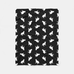 Sheep Print Pattern Sheep Silhouettes Design Black Fleece Blanket