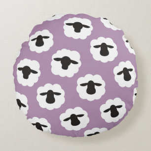 Sheep print / Yarn Fibre Lover {Your Colours} Round Pillow