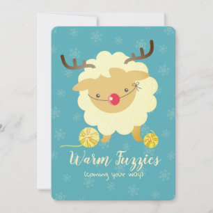 Sheep reindeer knitting crochet Christmas card
