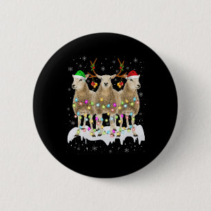 Sheep Reindeer Santa Christmas With Light Fun Xmas 2 Inch Round Button