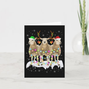 Sheep Reindeer Santa Christmas With Light Fun Xmas Card