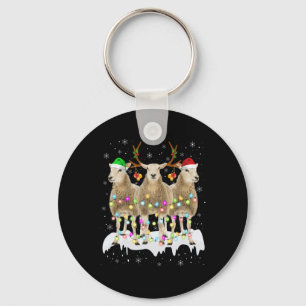 Sheep Reindeer Santa Christmas With Light Fun Xmas Keychain