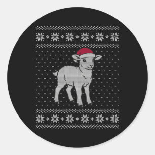 Sheep Santa Hat Classic Round Sticker