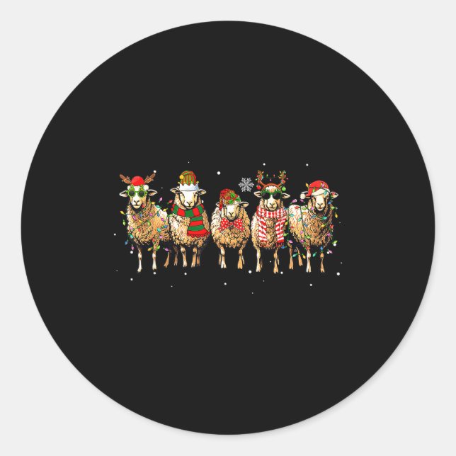 Sheep Santa Xmas Funny Sheep Lover Gift Christmas  Classic Round Sticker (Front)