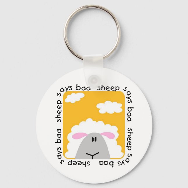 Sheep Says Baa T-shirts and Gifts Keychain (Front)