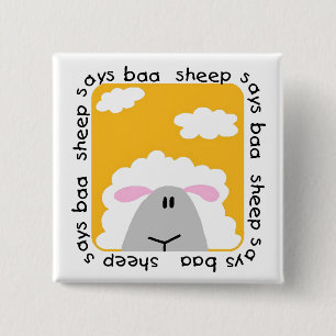 Sheep Says Baa Tshirts and Gifts 2 Inch Square Button