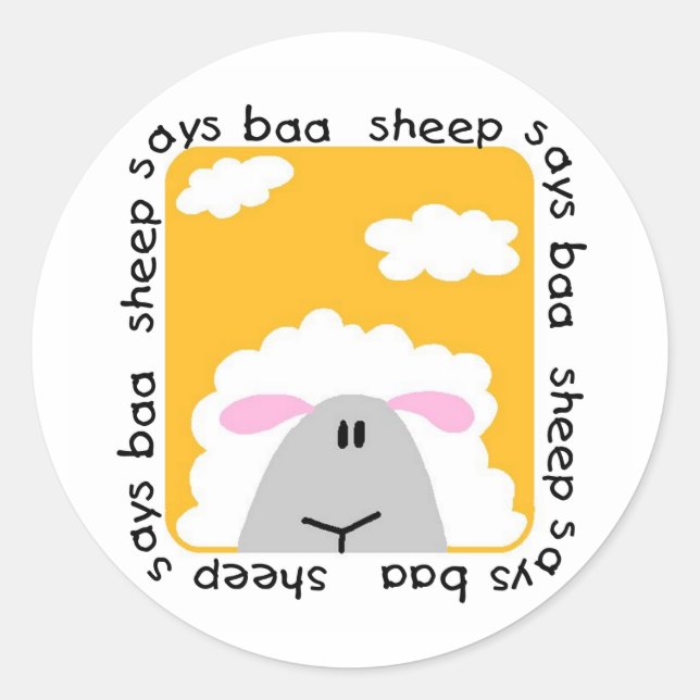 Sheep Says Baa Tshirts and Gifts Classic Round Sticker (Front)