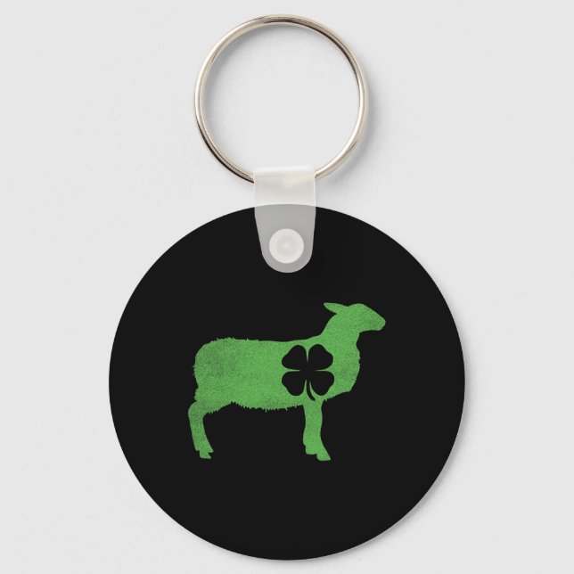 Sheep Shamrock St Patricks Day Irish Saint Paddy's Keychain (Front)