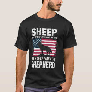 Sheep Shepherd USA Flag Wolves, Sheepdogs, and She T-Shirt