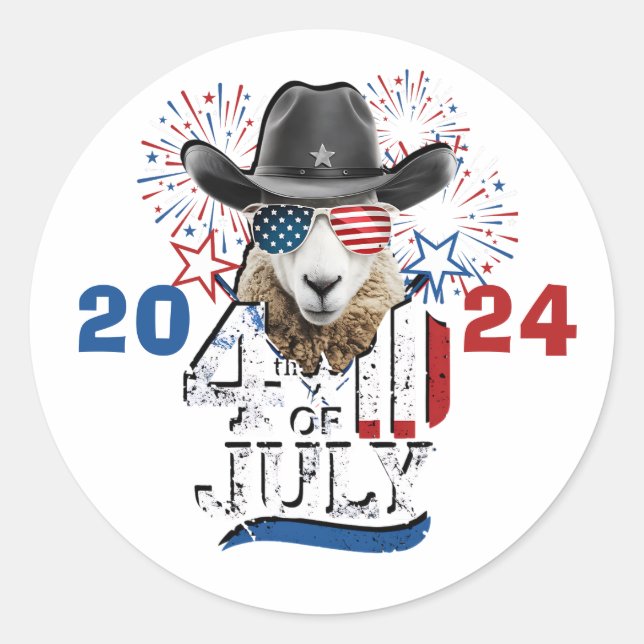 SHEEP SHERIFF -4 JUILLET Sticker PERSONNALISÉ (Devant)
