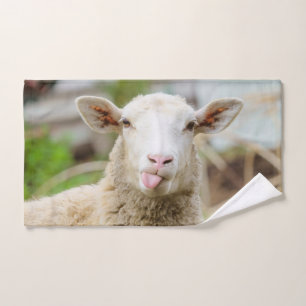 Sheep show tongue hand towel