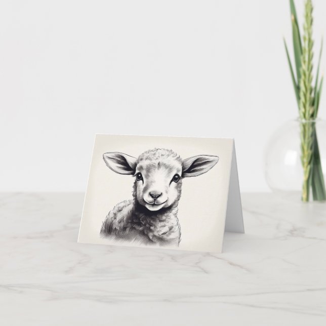 Sheep Sketch Easter Card (Front)