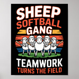 Sheep Softll Gang Teamwork Turns The Field Fun _1 Poster