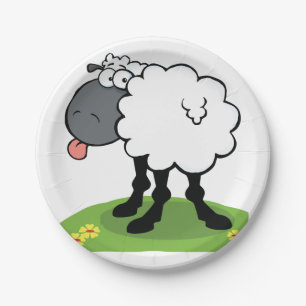 Sheep Sticking Tongue Out Paper Plate