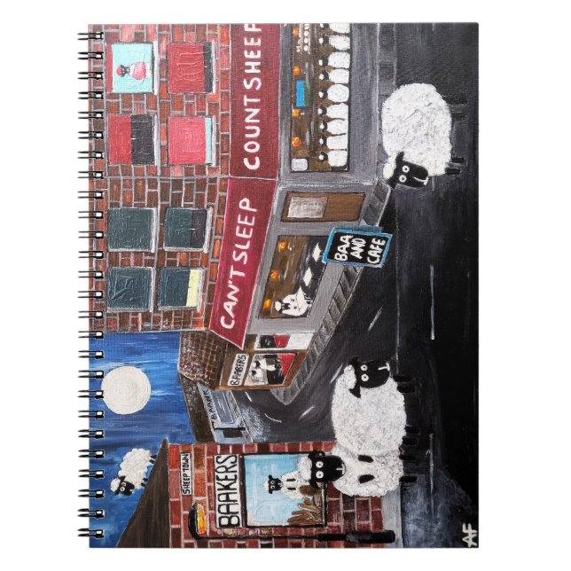 Sheep Town Painting by Alfred Fox Notebook (Front)