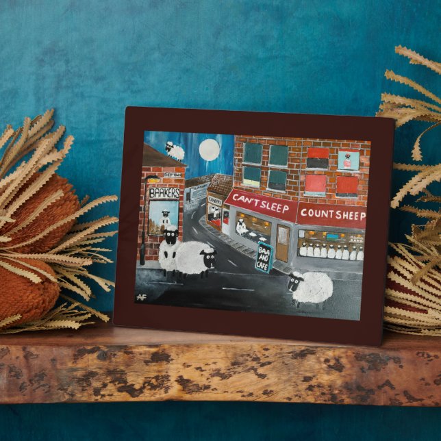 Sheep Town Painting by Alfred Fox Plaque (Side)