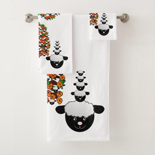 Sheep Tree Hands Bathroom Towel Sets (Insitu)