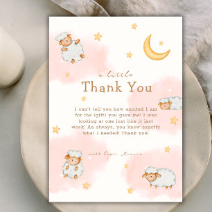 Sheep Twinkle Twinkle Moon Stars Girl Baby Shower  Thank You Card