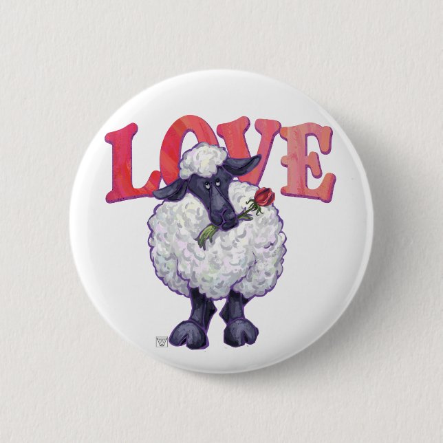 Sheep Valentine's Day 2 Inch Round Button (Front)