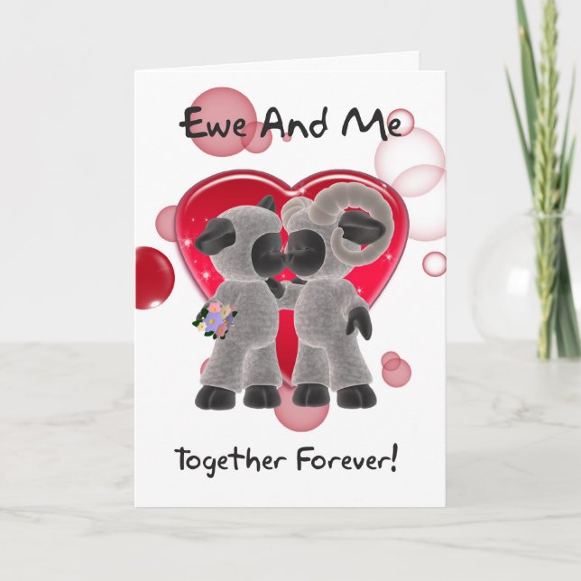 Sheep Valentine's Day Card - Ewe And Me Together F (Front)