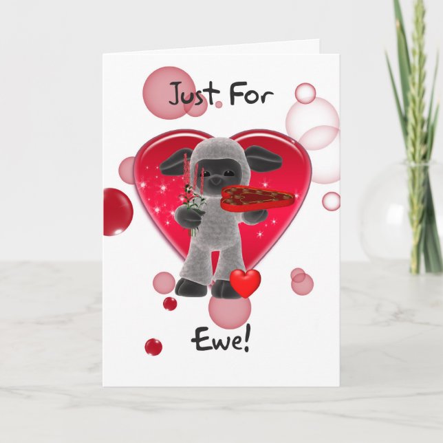 Sheep Valentine's Day Card - Just For Ewe (Front)