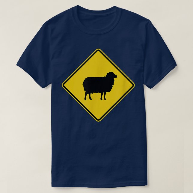 Sheep Warn Sign Funny Farmer Animal  T-Shirt (Design Front)