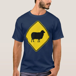Sheep Warn Sign Funny Farmer Animal  T-Shirt