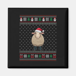 Sheep Wearing Santa Hat Ugly Xmas Sheep Lovers Magnet