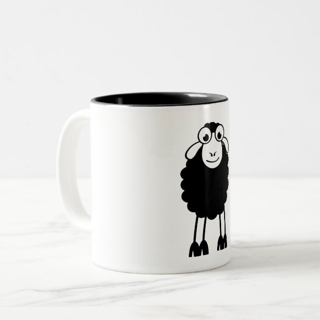 Sheep, white or black. Dream or sleep Two-Tone Coffee Mug (Front Left)
