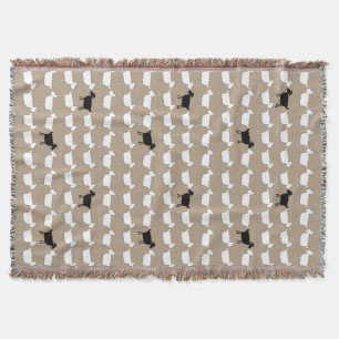 Sheep white with black sheep fun pattern throw blanket