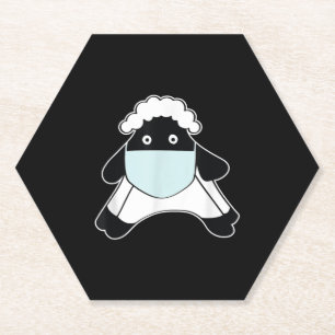 Sheep with face mask Animal Owner Gift Paper Coaster