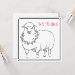 Sheep With Holly Card