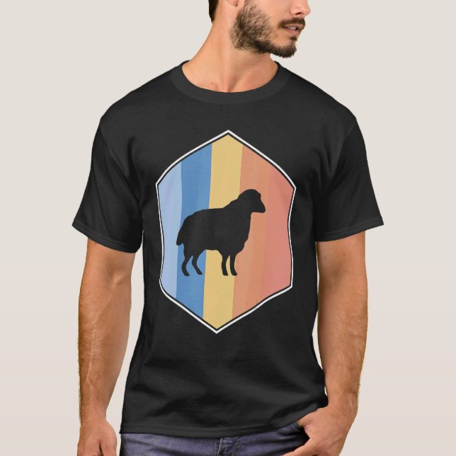 Sheep With Retro Colours In A Hexagon T-Shirt (Front)