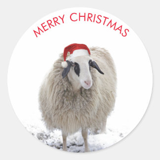 SHEEP WITH Santa hat CUSTOMIZABLE STICKERS