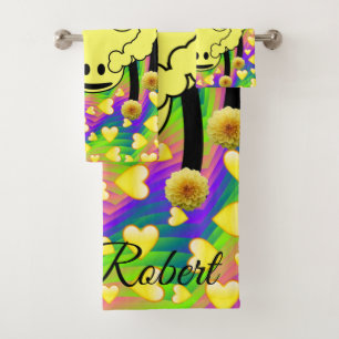 Sheep Yellow Hearts Wash Hands Bathroom Towel Sets