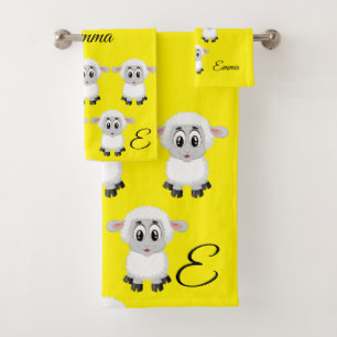 Sheep Yellow Wash Hands Bathroom Towel Sets