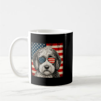 Sheepadoodle 4th Of July Aamerican Flag Dog Coffee Mug