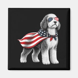 Sheepadoodle 4th Of July Aamerican Flag Dog Magnet