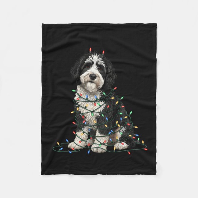 Sheepadoodle Christmas I'm Fine Everything Is Fine Fleece Blanket (Front)