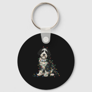 Sheepadoodle Christmas I'm Fine Everything Is Fine Keychain