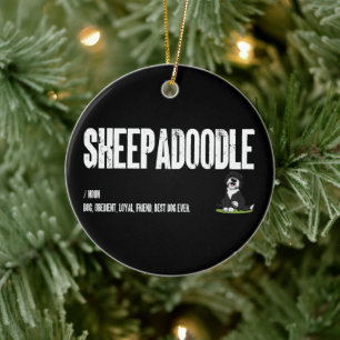 Sheepadoodle Dog Definition, Doodle Dog Noun Gifts Ceramic Ornament