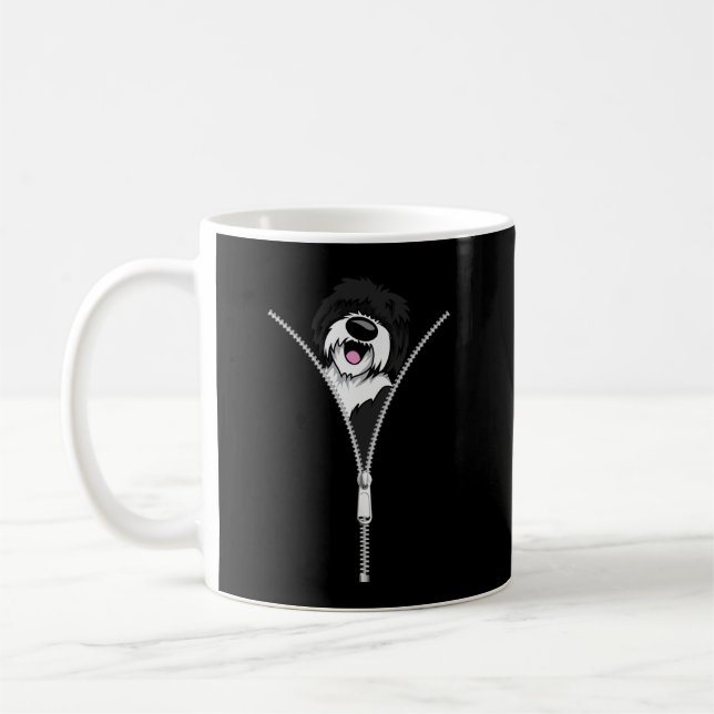 Sheepadoodle Dog Zipper Funny Puppy Dog Owner Coffee Mug (Left)