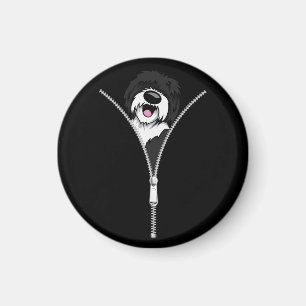 Sheepadoodle Dog Zipper Funny Puppy Dog Owner Magnet