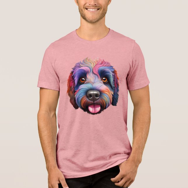 Sheepadoodle happy rainbow smile Tri-Blend shirt (Front)