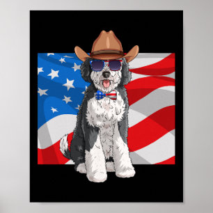 Sheepadoodle Patriotic Merica 4th Of July American Poster
