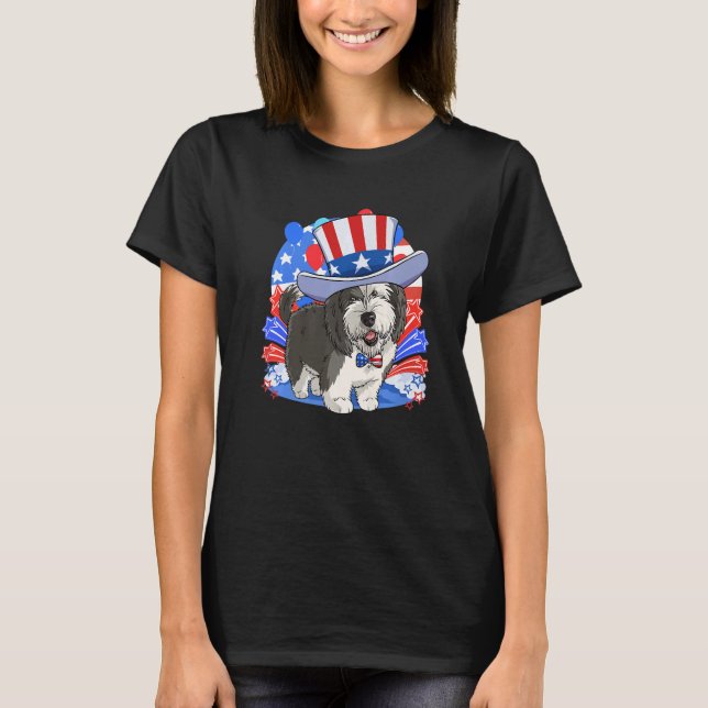 Sheepadoodle Patriotic Uncle Sam 4th Of July Ameri T-Shirt (Front)
