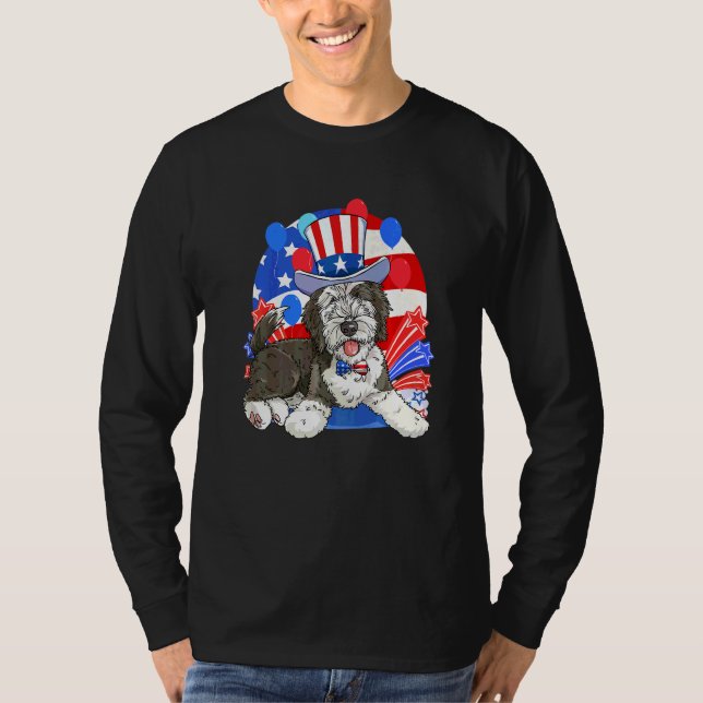 Sheepadoodle Patriotic Uncle Sam 4th Of July Ameri T-Shirt (Front)